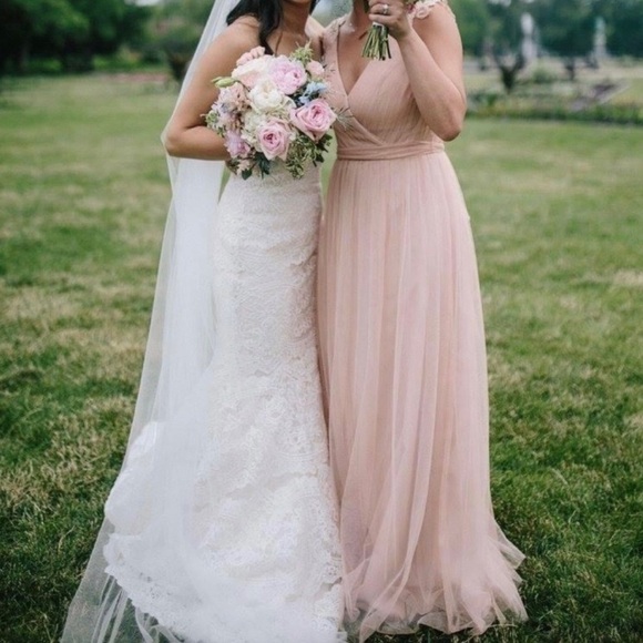 NWT WATTERS & WATTERS Anthropologie Pale Pink Pleated Bridesmaid Dress - Picture 2 of 14